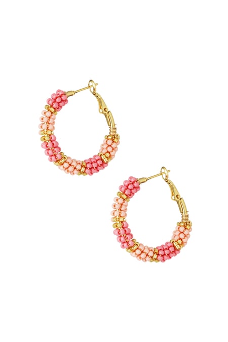 Beads of joy earrings - pink & Gold color