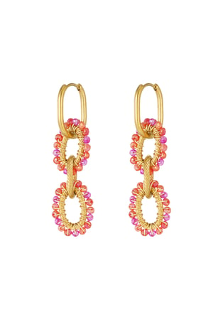 Bead party earrings - orange & pink h5 