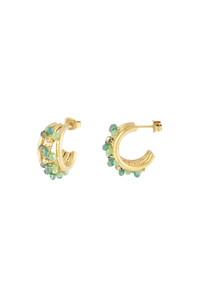 Small beads hoops earrings - green 