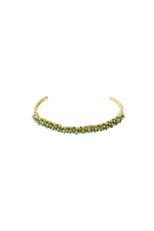 Bead fiesta bracelet - green & gold color h5 