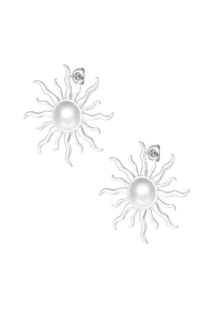 Wavy Sun earrings - Silver Color color 