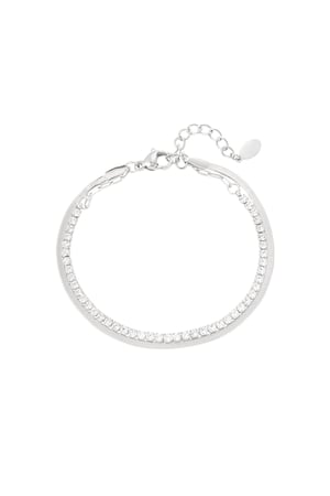 Double bracelet with diamonds - Silver Color color h5 