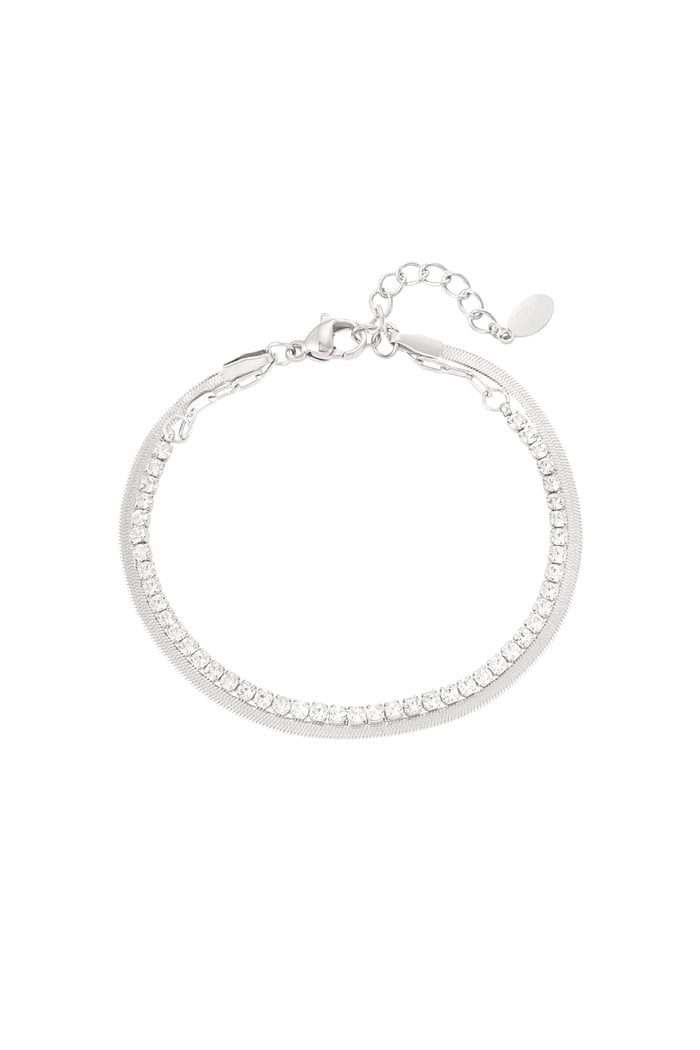 Double bracelet with diamonds - Silver Color color 