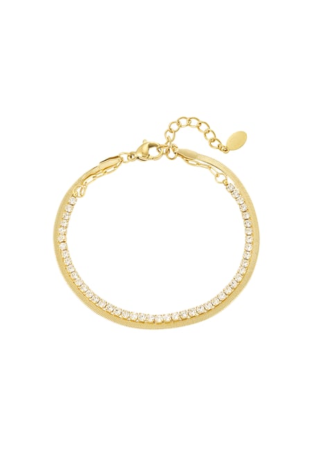 Doppeltes Armband mit Diamanten - Goldfarbe 2