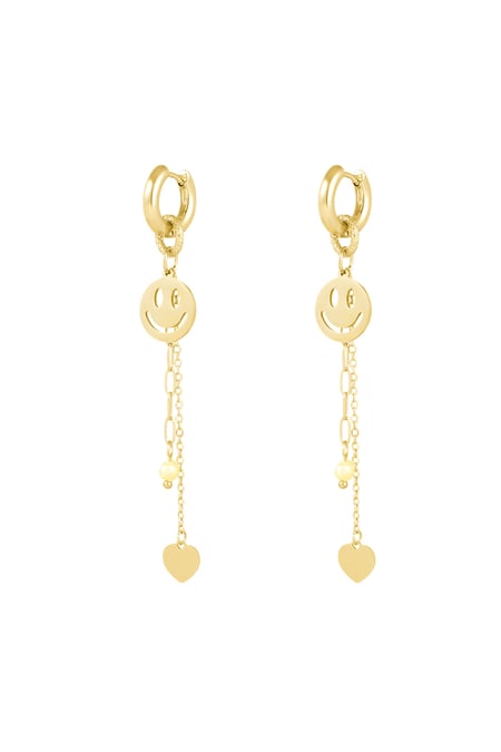 Earrings lovely smiley- Gold color