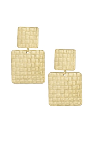 Textured Blocks earrings - Gold color h5 