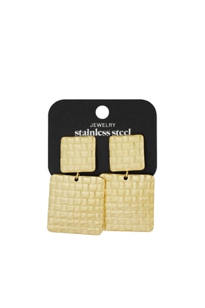 Textured Blocks earrings - Gold color h5 Picture3