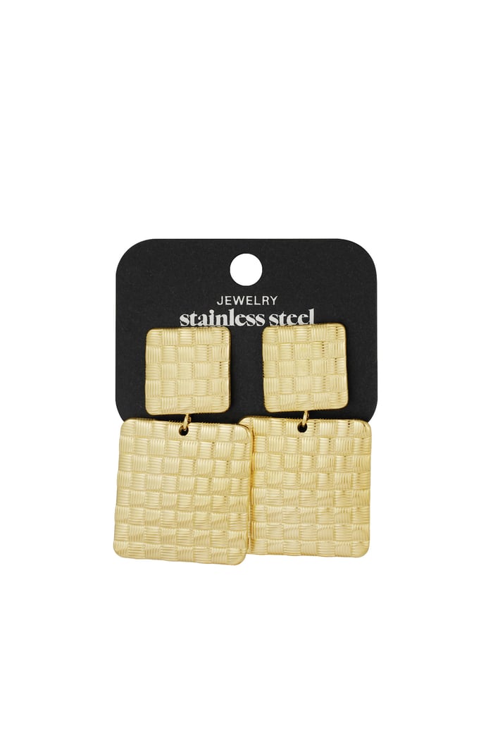 Textured Blocks earrings - Gold color Picture3