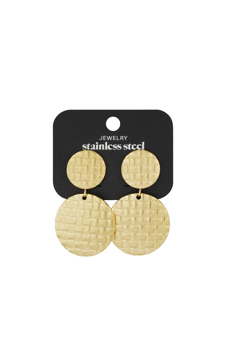 Strukturierte runde Ohrringe – Goldfarbe - Goldfarbefarbe h5Bild3