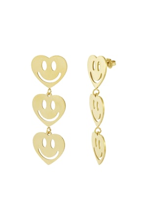 Earrings smiley lovers - Gold color h5 