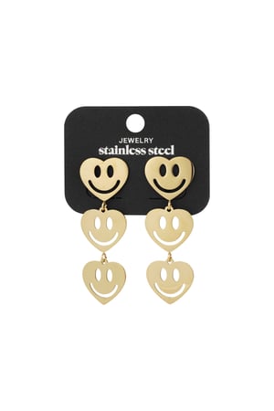 Earrings smiley lovers - Gold color h5 Picture3