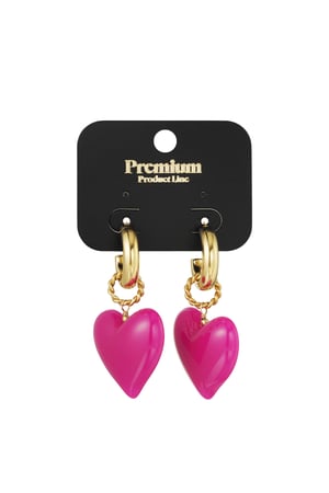 Earrings big heart pink woods - Pink h5 Picture3