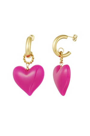 Earrings big heart pink woods - Pink h5 