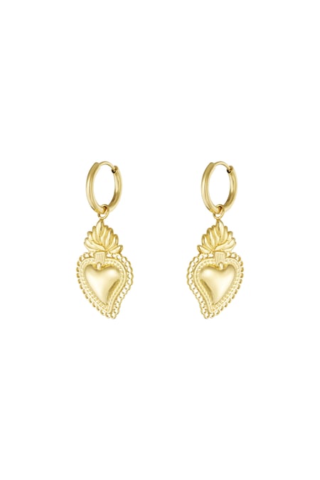 Earrings flaming heart - Gold color 2