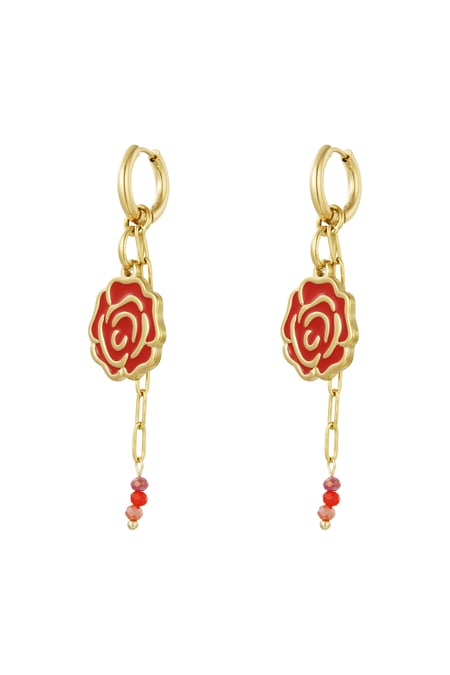 Earrings sweetheart rose - Red