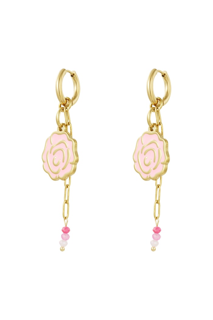 Earrings sweetheart rose - Pink gold color 