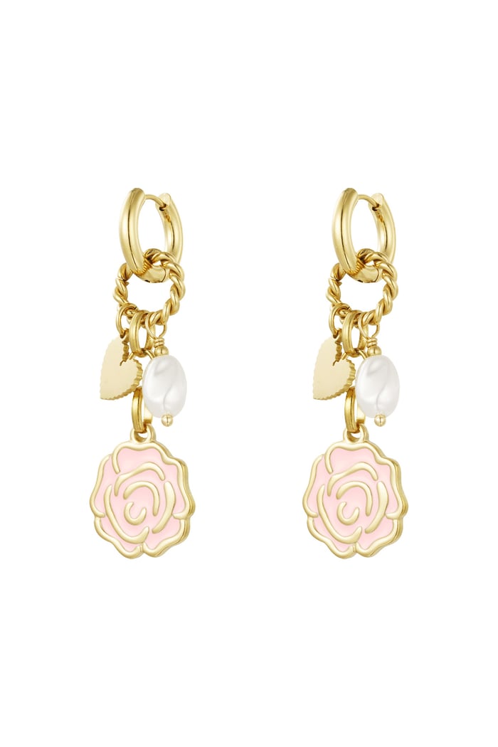 Earrings forever rose - Pink gold color 