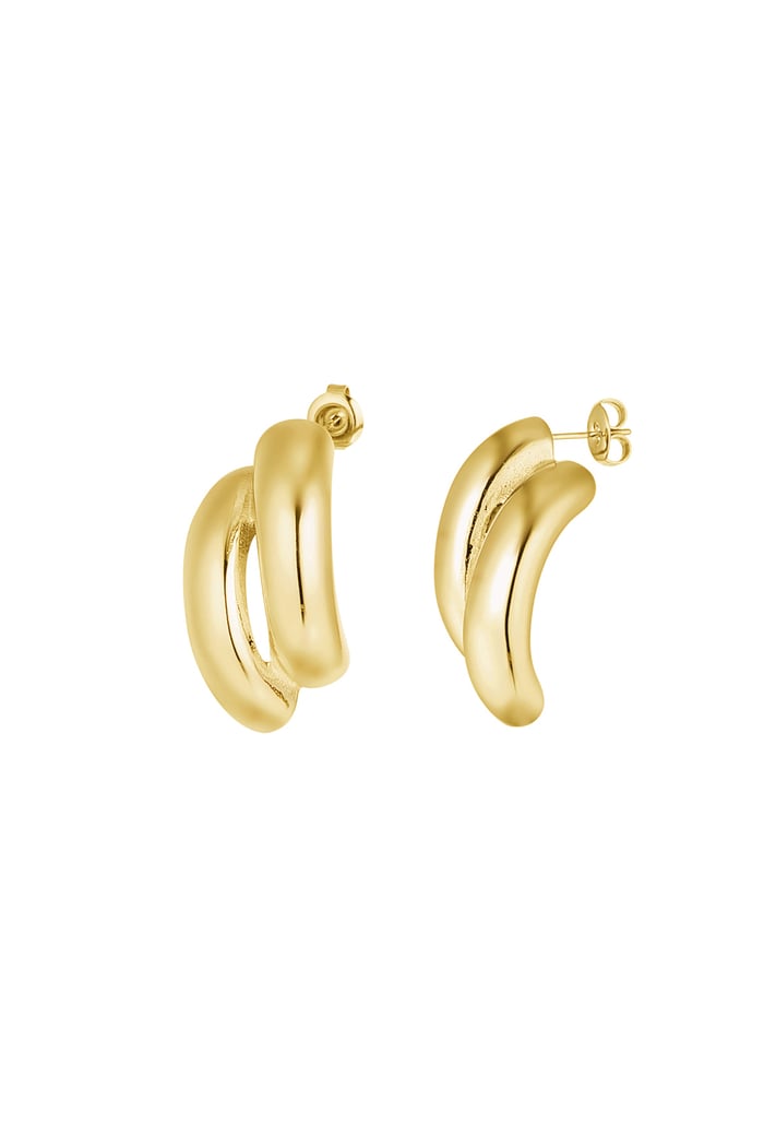 Earrings two stripes - Gold color 