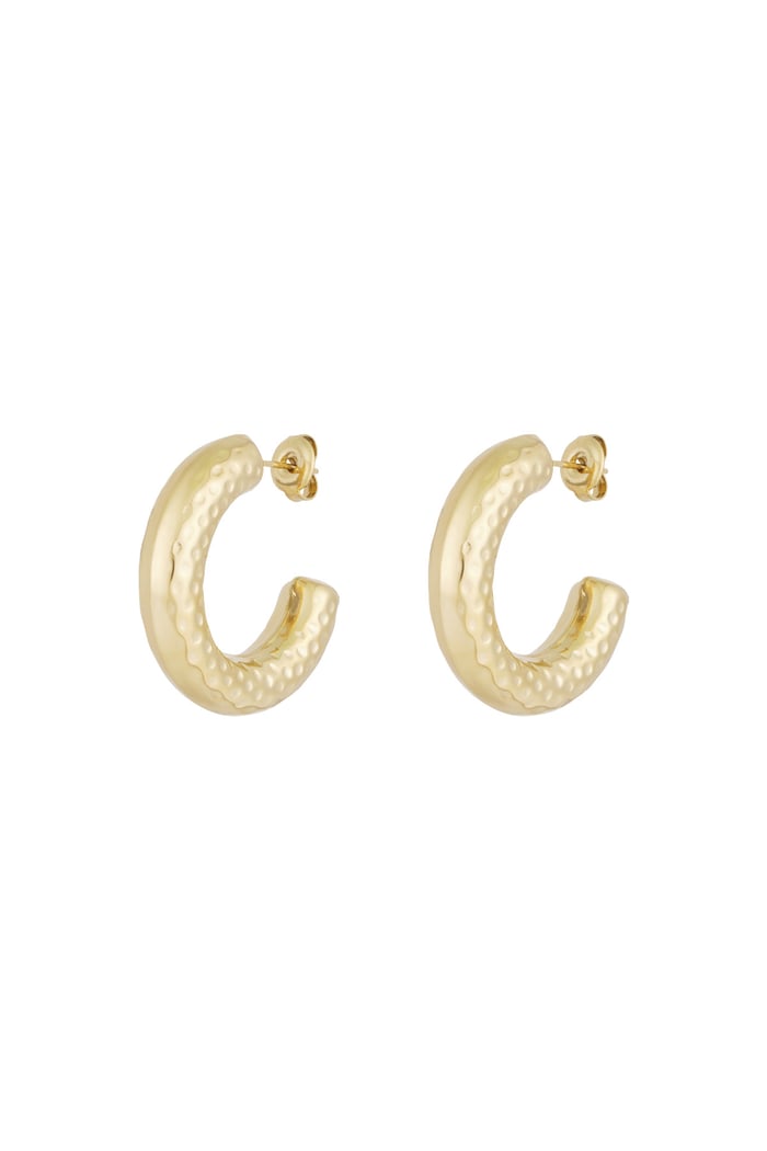 Structured hoop earrings - Gold color 