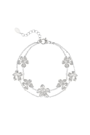 Armband Doppel Flower Power - Silberfarbe h5 