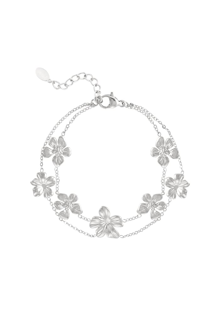 Armband Doppel Flower Power - Silberfarbe 