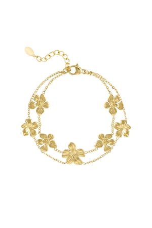 Bracelet double flower power - Gold color h5 