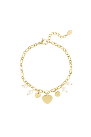 Armband mit Herzen und Perlen - Goldfarbe h5 