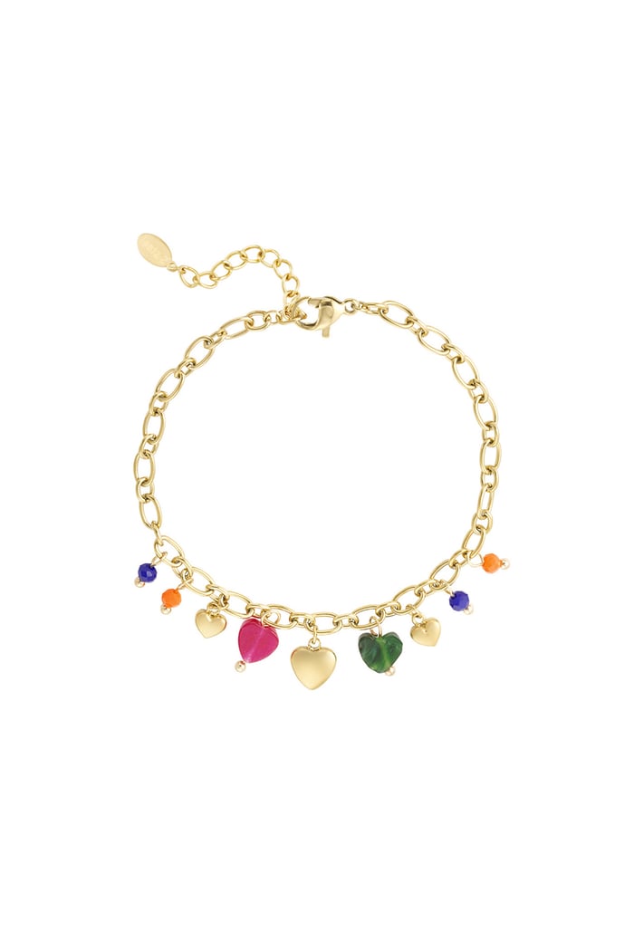 Armband mit lebendigen Herzen - Goldfarbe 