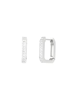 Rectangular diamond earrings - Silver Color color h5 