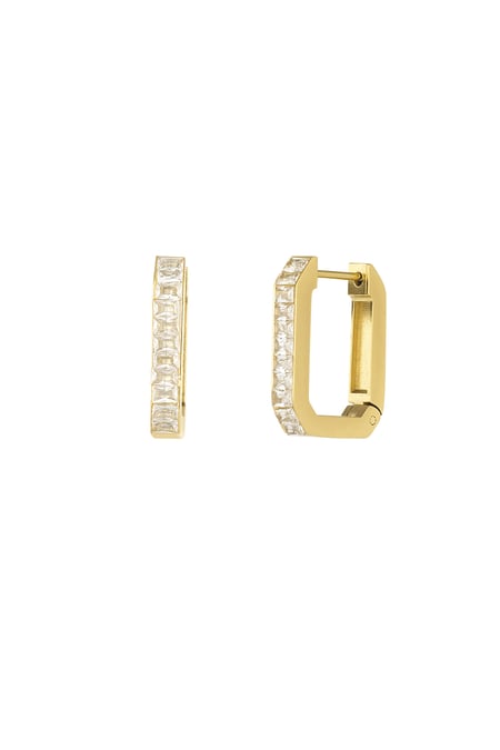 Rectangular diamond earrings - Gold color 2