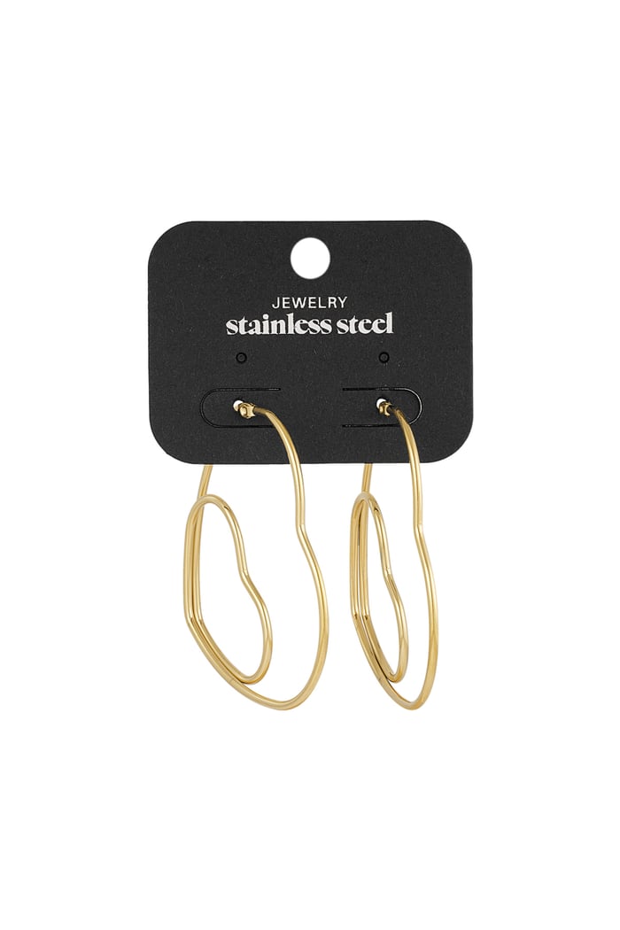 Pair of hearts earrings - Gold color Picture3