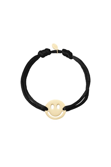 Pulsera de satén con smiley - negra