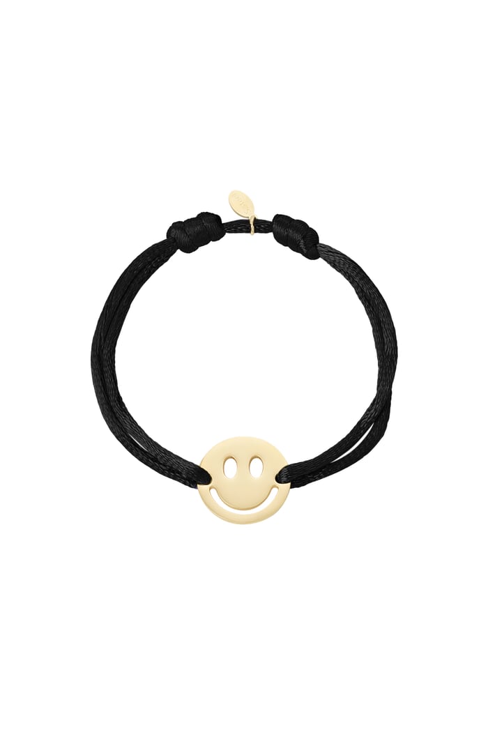 Satin bracelet with smiley - black 