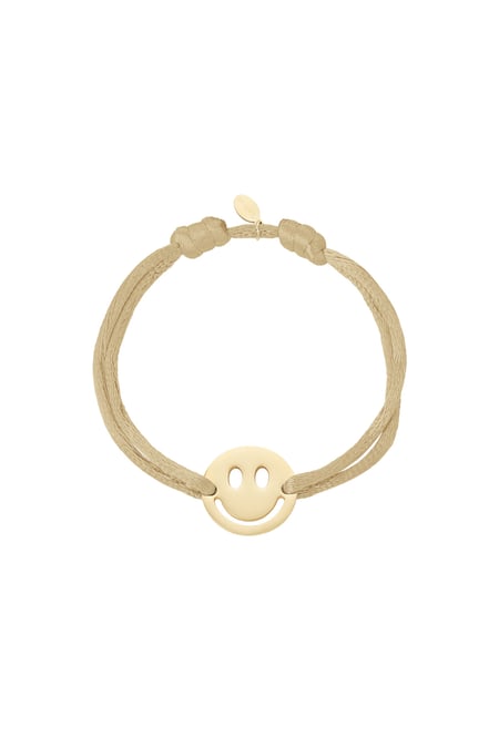 Satin bracelet with smiley - beige