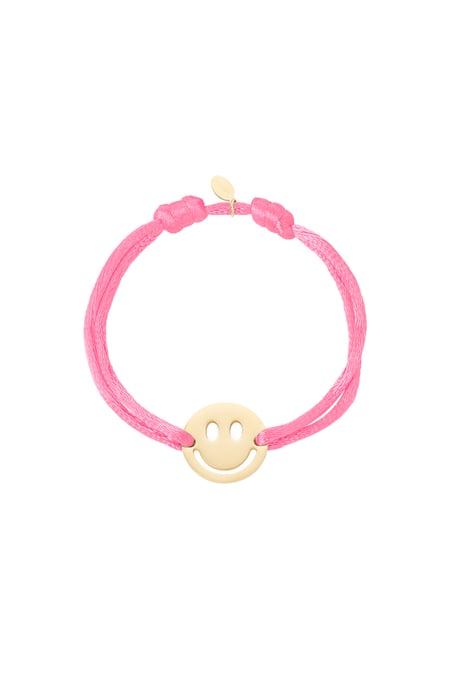 Pulsera de satén con smiley - rosa claro