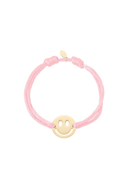 Satin bracelet with smiley - pink 2