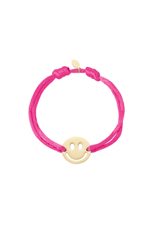 Satin bracelet with smiley - fuchsia h5 