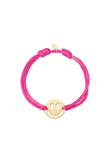 Pulsera de satén con smiley - fucsia