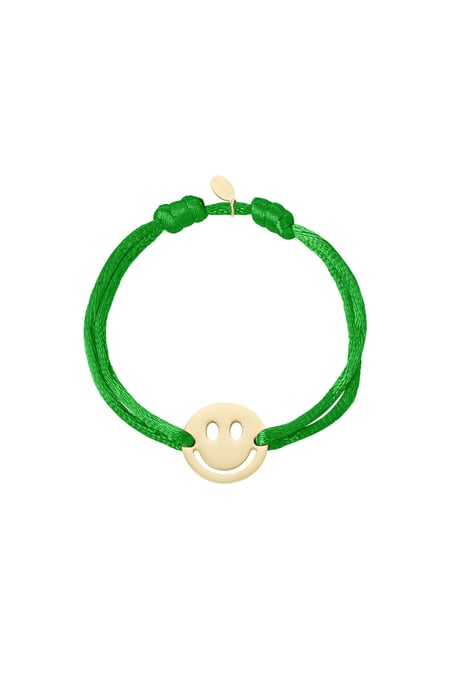 Pulsera de satén con smiley - verde