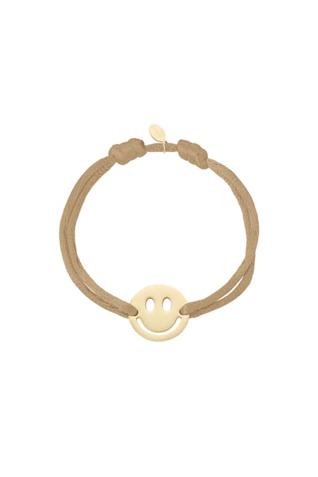 Pulsera de satén con smiley - marrón