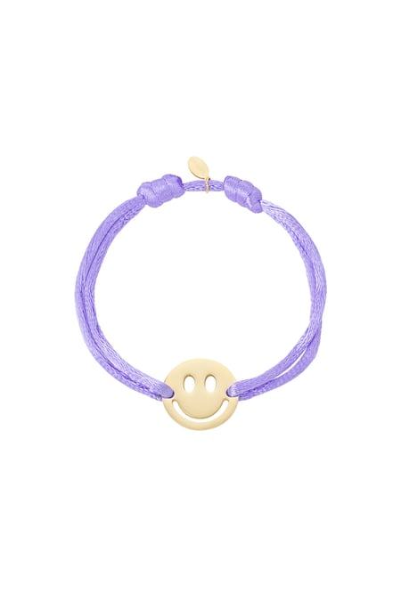 Pulsera de satén con smiley - violeta