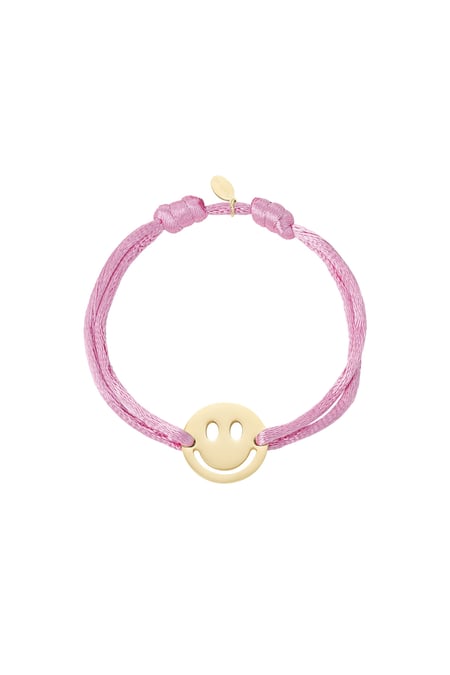 Satin bracelet with smiley - purple