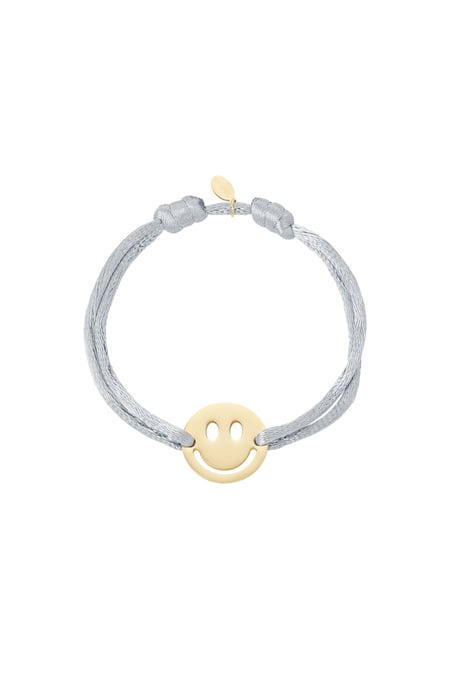 Pulsera de satén con smiley - gris 2