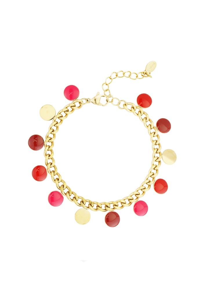 Bracelet red coin - Gold color 