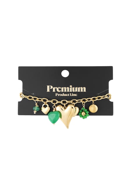 Charm bracelet charm & chill - Green & gold color 2