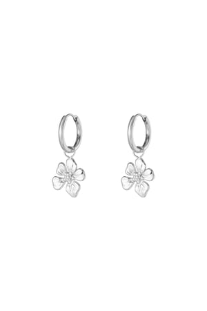 Tropical flower earrings - Silver Color color h5 