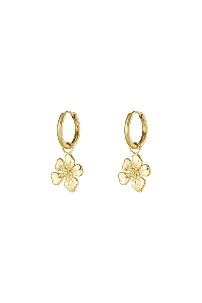 Tropical flower earrings - Gold color 