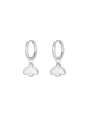 bee charm earrings - Silver Color color h5 