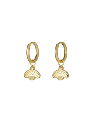 bee charm earrings - Gold color h5 