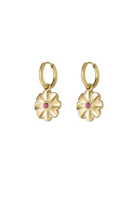 Shimmering flower earrings - Gold color